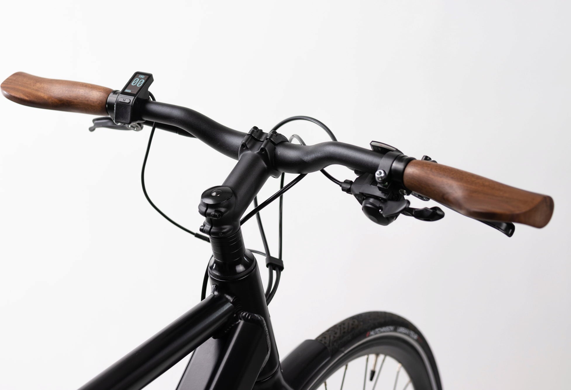 Velospring Gefederte Fahrradgriffe aus Nussbaumholz